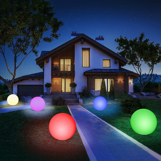12-Inch LED Ball Light, Solar Rechargeable Globe Light Color Changing Solar Globe Lamp - Outdoor Solar Outlet