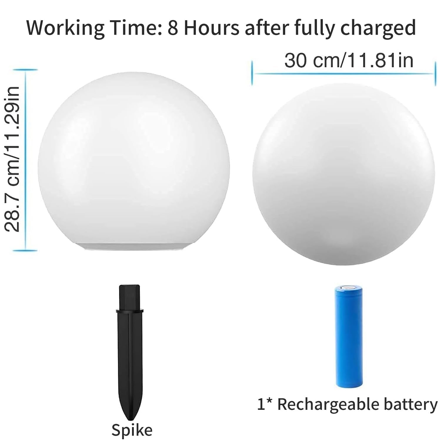 12-Inch LED Ball Light, Solar Rechargeable Globe Light Color Changing Solar Globe Lamp - Outdoor Solar Outlet
