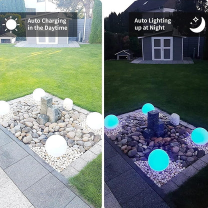12-Inch LED Ball Light, Solar Rechargeable Globe Light Color Changing Solar Globe Lamp - Outdoor Solar Outlet