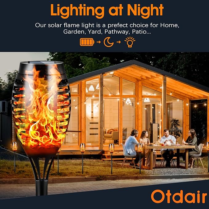 12 Pack Mini Solar Torch Light with Dancing Flickering Flame Lights Auto On/Off - Outdoor Solar Outlet