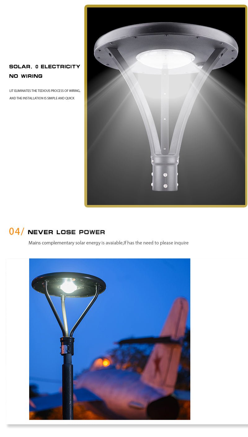 12000W Solar Lamp Post Cap – 240000LM Aluminum Solar Post Top Light, IP65, Dusk-to-Dawn, 120° Wide Beam - Outdoor Solar Outlet