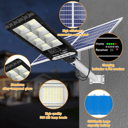 1200W Solar Outdoor Lights Motion Sensor Dusk to Dawn Commercial Large Area Lighting Security Flood Lights Waterproof with Remote for Backyard Stadium Garage Parking Lot - Outdoor Solar Outlet
