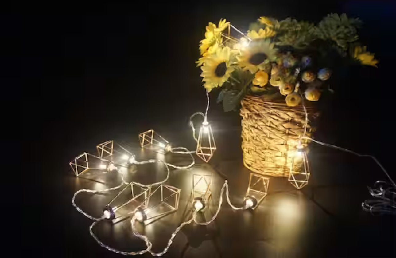 12Ft SmartYard Battery Operated Metal Indoor Integrated LED String Lights 10-Light - Outdoor Solar Outlet