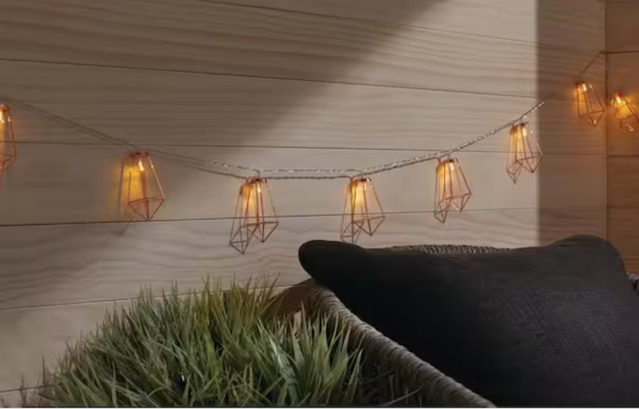 12Ft SmartYard Battery Operated Metal Indoor Integrated LED String Lights 10-Light - Outdoor Solar Outlet