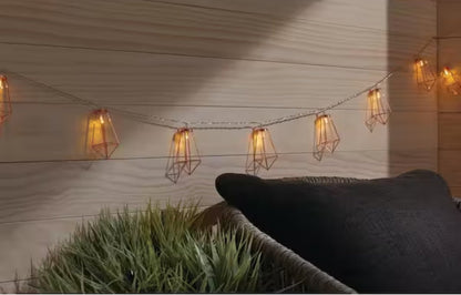 12Ft SmartYard Battery Operated Metal Indoor Integrated LED String Lights 10-Light - Outdoor Solar Outlet