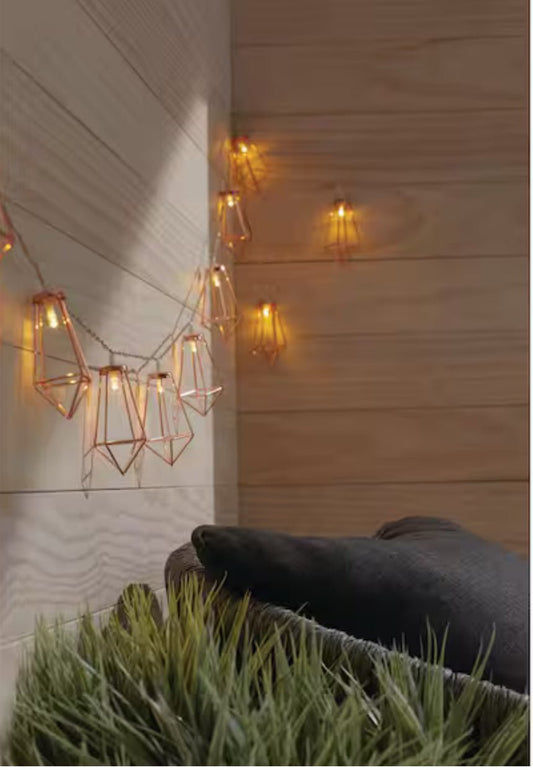 12Ft SmartYard Battery Operated Metal Indoor Integrated LED String Lights 10-Light - Outdoor Solar Outlet