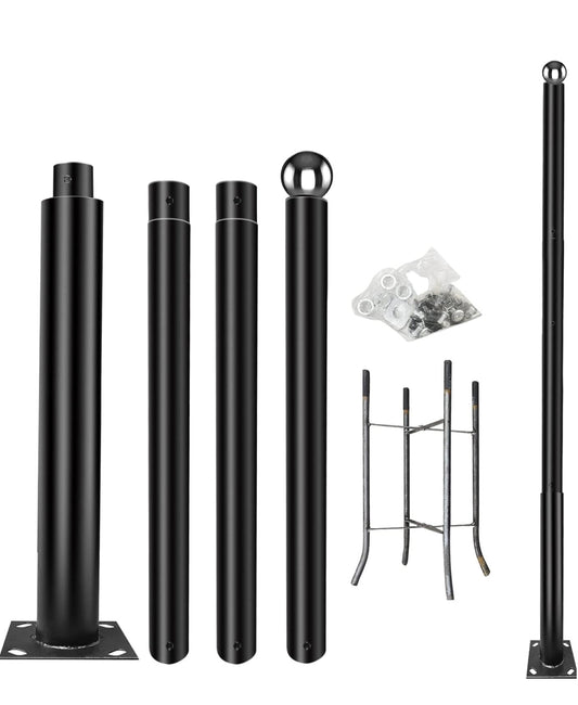13FT Street Light Pole Garden Light Heavy Metal Light Pole Black Iron Aluminum Pole with Ground Cage and Mounting Kit for Heavy Duty - Outdoor Solar Outlet