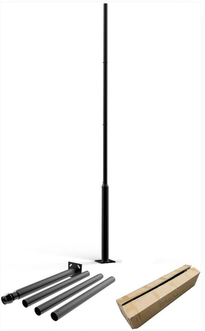 13FT Street Light Pole Garden Light Heavy Metal Light Pole Black Iron Aluminum Pole with Ground Cage and Mounting Kit for Heavy Duty - Outdoor Solar Outlet