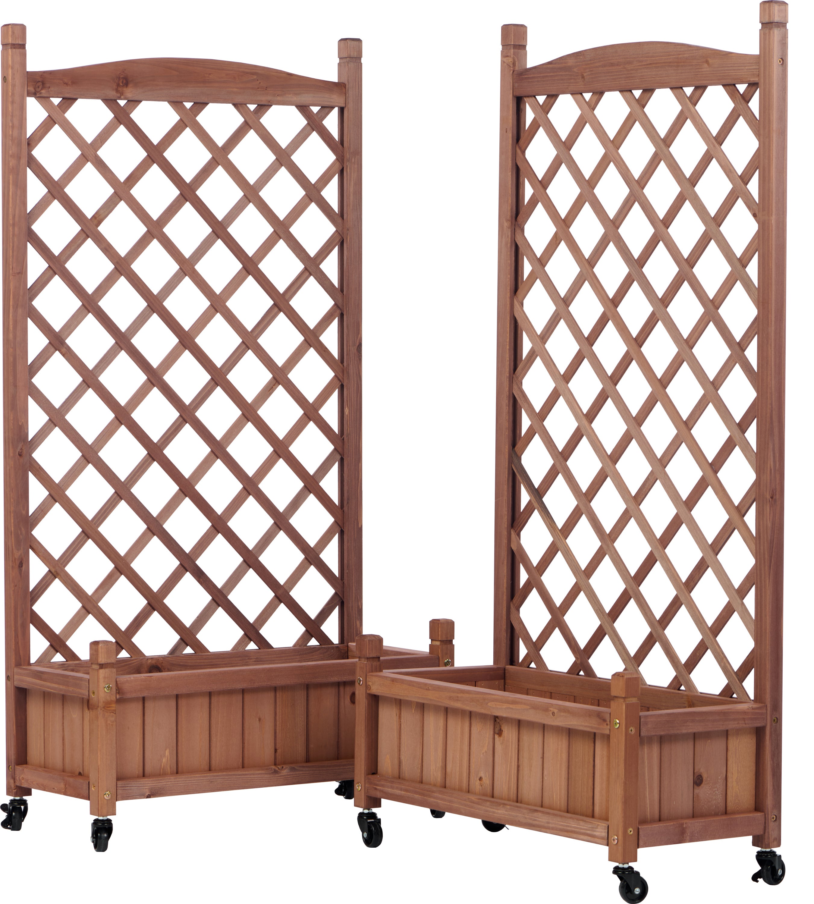 2-Pack Raised Garden Beds with Trellis, Outdoor Wooden Plant Box, and Plant Stand - Perfect for Vines and Flowers