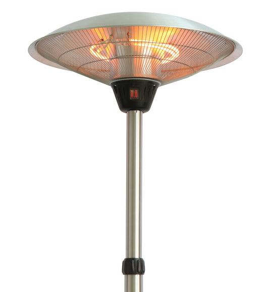 1500w Electric Patio Heater for Outdoor Stainless Steel Free Standing Infrared Space Heater with Adjustable Height and Dust Bag, Tip-over Protection - Outdoor Solar Outlet