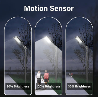 1500W Solar Street Light 30000LM LED Outdoor Waterproof Dusk to Dawn for Yard Lighting IP66 6000K with Bracket and Remote Control - Outdoor Solar Outlet
