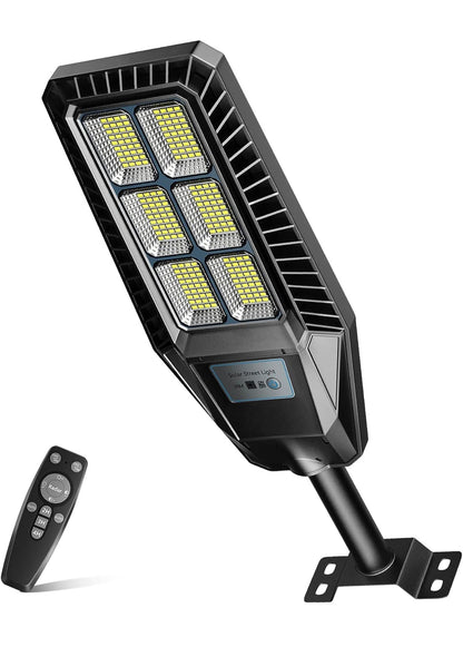 1500W Solar Street Light 30000LM LED Outdoor Waterproof Dusk to Dawn for Yard Lighting IP66 6000K with Bracket and Remote Control - Outdoor Solar Outlet