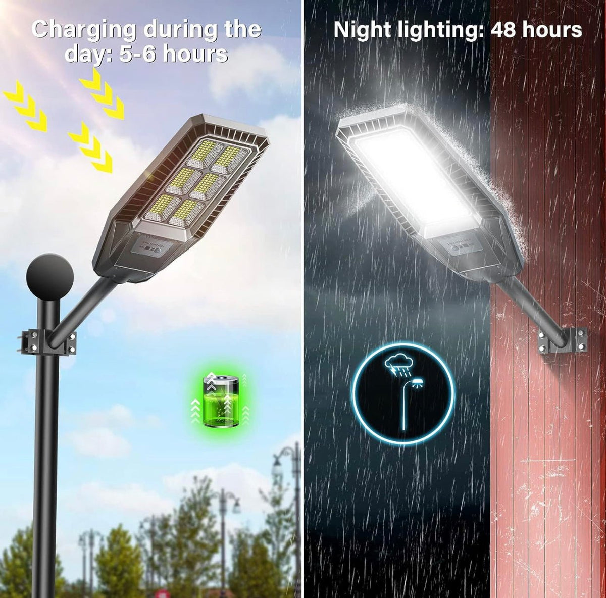1500W Solar Street Light 30000LM LED Outdoor Waterproof Dusk to Dawn for Yard Lighting IP66 6000K with Bracket and Remote Control - Outdoor Solar Outlet