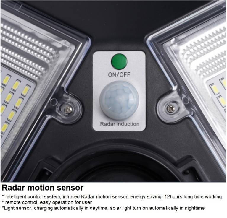 1500W Solar UFO Motion Sensor All in one Solar Garden Street Light With Remote Control - Outdoor Solar Outlet