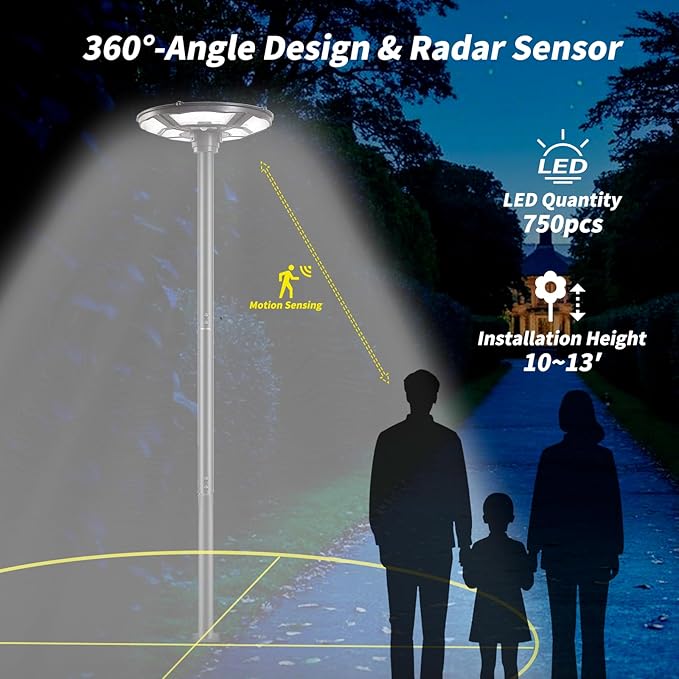 1500W Solar UFO Motion Sensor All in one Solar Garden Street Light With Remote Control - Outdoor Solar Outlet