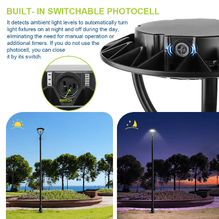 150W Hard Wire LED Post Top UFO Light 21,000LM, ETL Listed LED Post Lights with Photocell 5000K, IP65 - Outdoor Solar Outlet