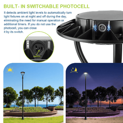 150W Hard Wire LED Post Top UFO Light 21,000LM, ETL Listed LED Post Lights with Photocell 5000K, IP65 - Outdoor Solar Outlet