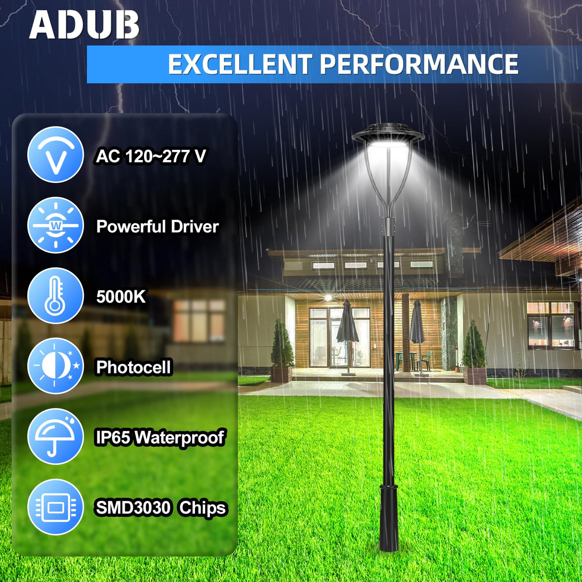 150W Hard Wire LED Post Top UFO Light 21,000LM, ETL Listed LED Post Lights with Photocell 5000K, IP65 - Outdoor Solar Outlet