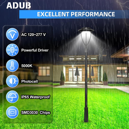 150W Hard Wire LED Post Top UFO Light 21,000LM, ETL Listed LED Post Lights with Photocell 5000K, IP65 - Outdoor Solar Outlet