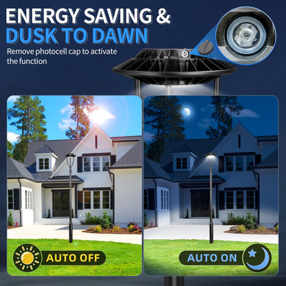 150W Hard Wire LED Post Top UFO Light 21,000LM, ETL Listed LED Post Lights with Photocell 5000K, IP65 - Outdoor Solar Outlet