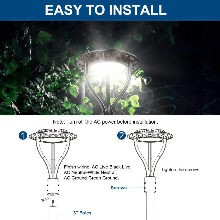 150W Hard Wire LED Post Top UFO Light 21,000LM, ETL Listed LED Post Lights with Photocell 5000K, IP65 - Outdoor Solar Outlet