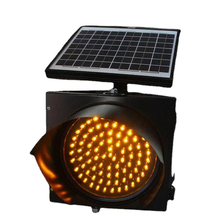 11 Inch Diameter LED Single Flashing Solar Traffic Light, IP54 Waterproof Signal Light Industrial LED Warning Light with Solar Panel and Sun Visor, Single Flashing