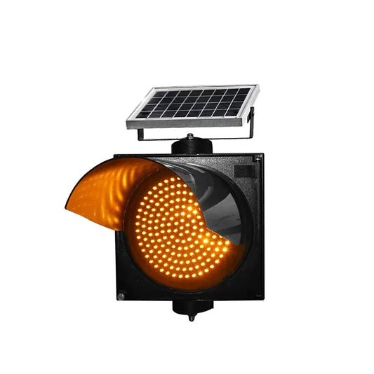 11 Inch Diameter LED Single Flashing Solar Traffic Light, IP54 Waterproof Signal Light Industrial LED Warning Light with Solar Panel and Sun Visor, Single Flashing