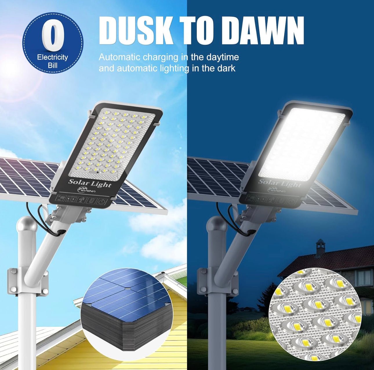 1600W Commercial Solar Street Lights Outdoor Waterproof 160000LM Dusk to Dawn - Outdoor Solar Outlet
