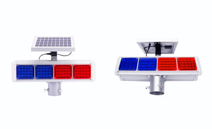 Solar Strobe Light Red and Blue Double-Sided Security Alarm Lights IP65 Waterproof LED Beacon Warning Flashing Lights with Light Control Switch for Traffic