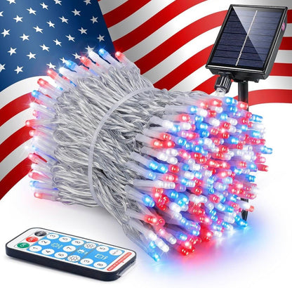 165Ft Solar String Lights White Wire Outdoor,500 LED Christmas Lights with 8 Modes and Timer, Remote Control - Outdoor Solar Outlet