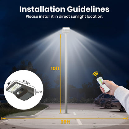 1800W Solar Lights Outdoor Waterproof, 3000K 5700K LED Screen Solar Motion Light with Rain Sensor, 3000LM Solar Street Light Dusk to Dawn - Outdoor Solar Outlet