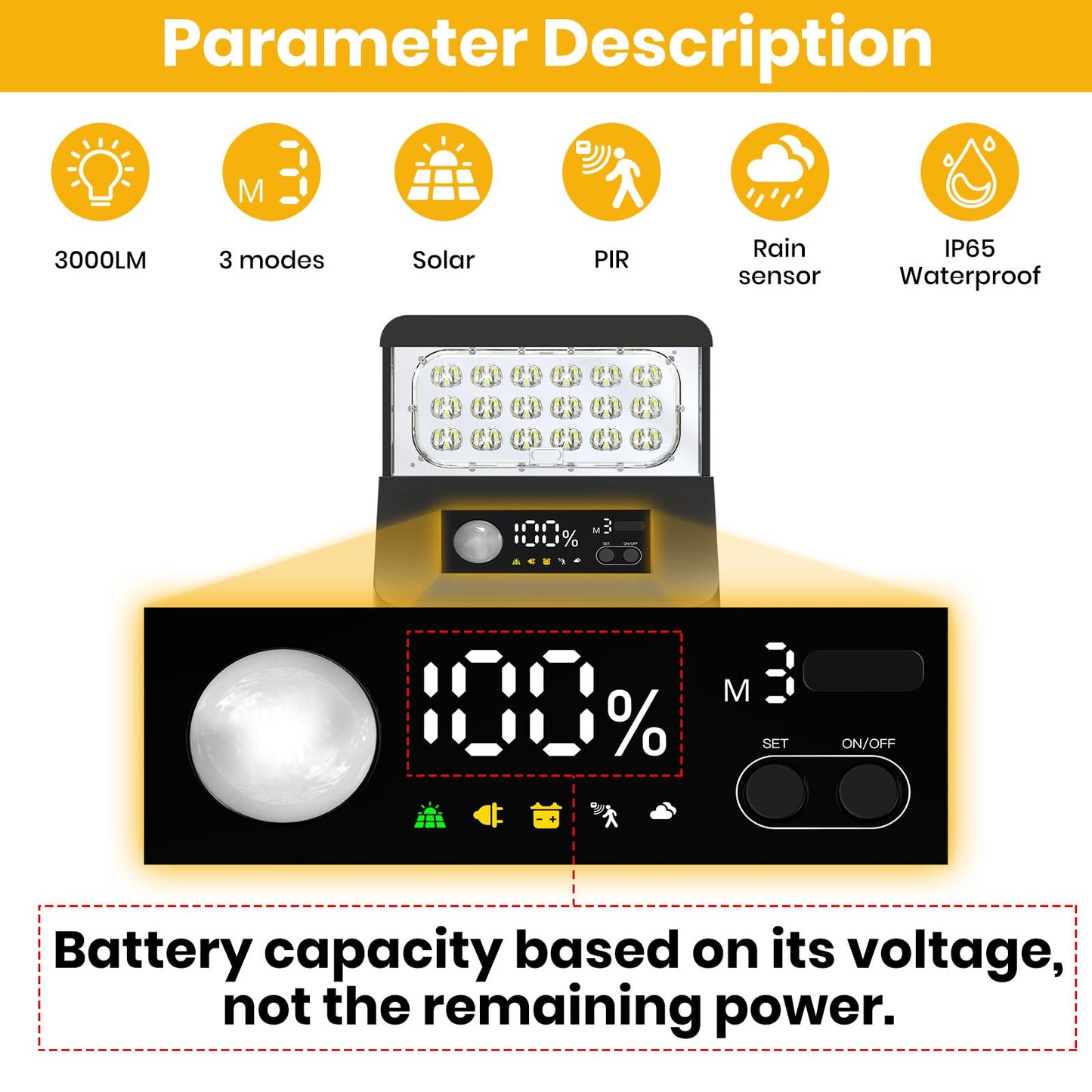 1800W Solar Lights Outdoor Waterproof, 3000K 5700K LED Screen Solar Motion Light with Rain Sensor, 3000LM Solar Street Light Dusk to Dawn - Outdoor Solar Outlet