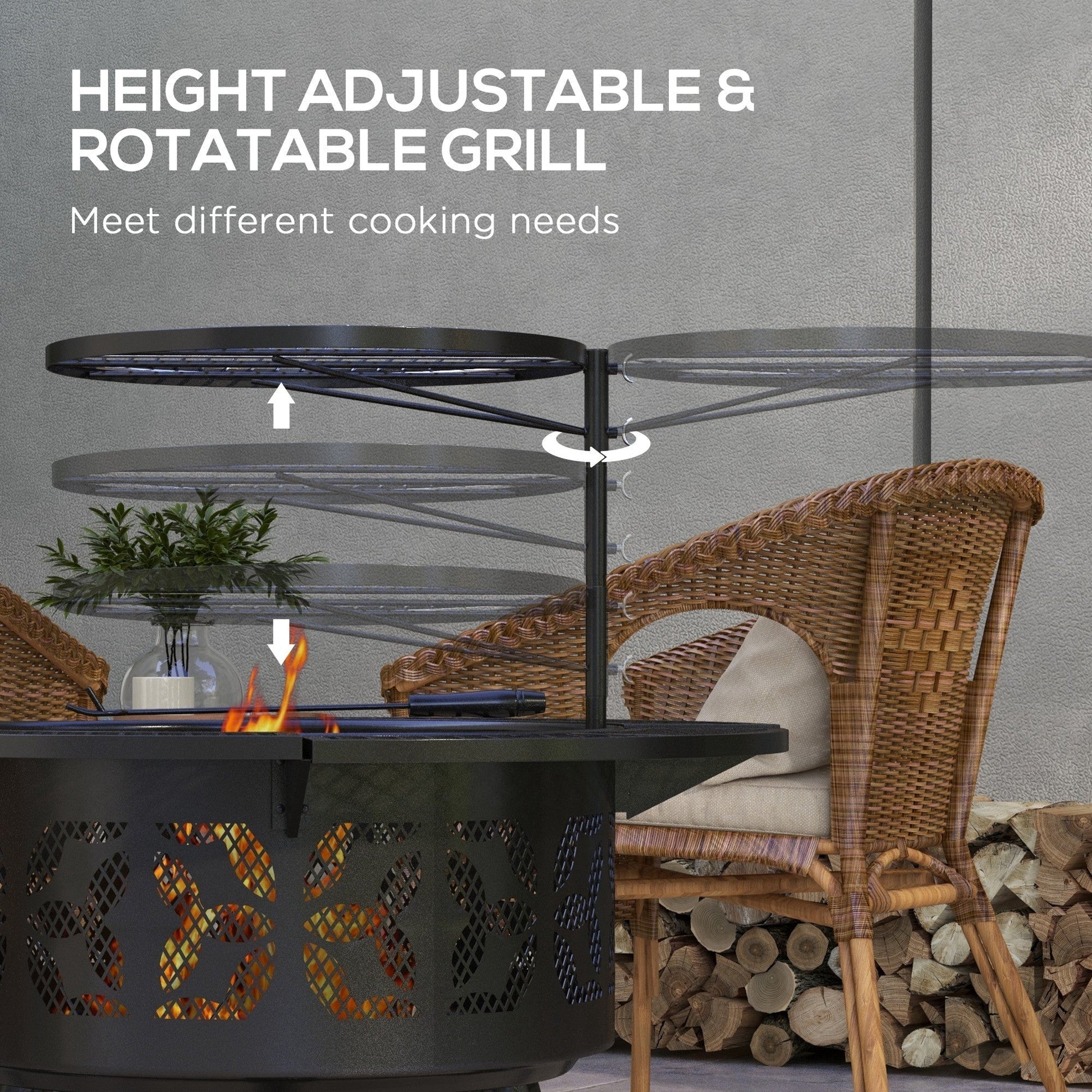 2-in-1 Black Portable Fire Pit for BBQ Grill, Camping Bonfire Stove, Backyard, Patio, Picnic - Outdoor Solar Outlet