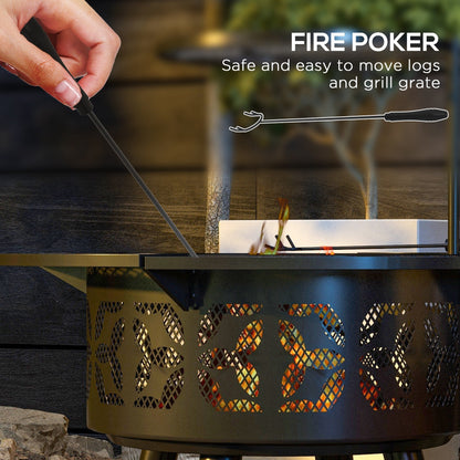 2-in-1 Black Portable Fire Pit for BBQ Grill, Camping Bonfire Stove, Backyard, Patio, Picnic - Outdoor Solar Outlet