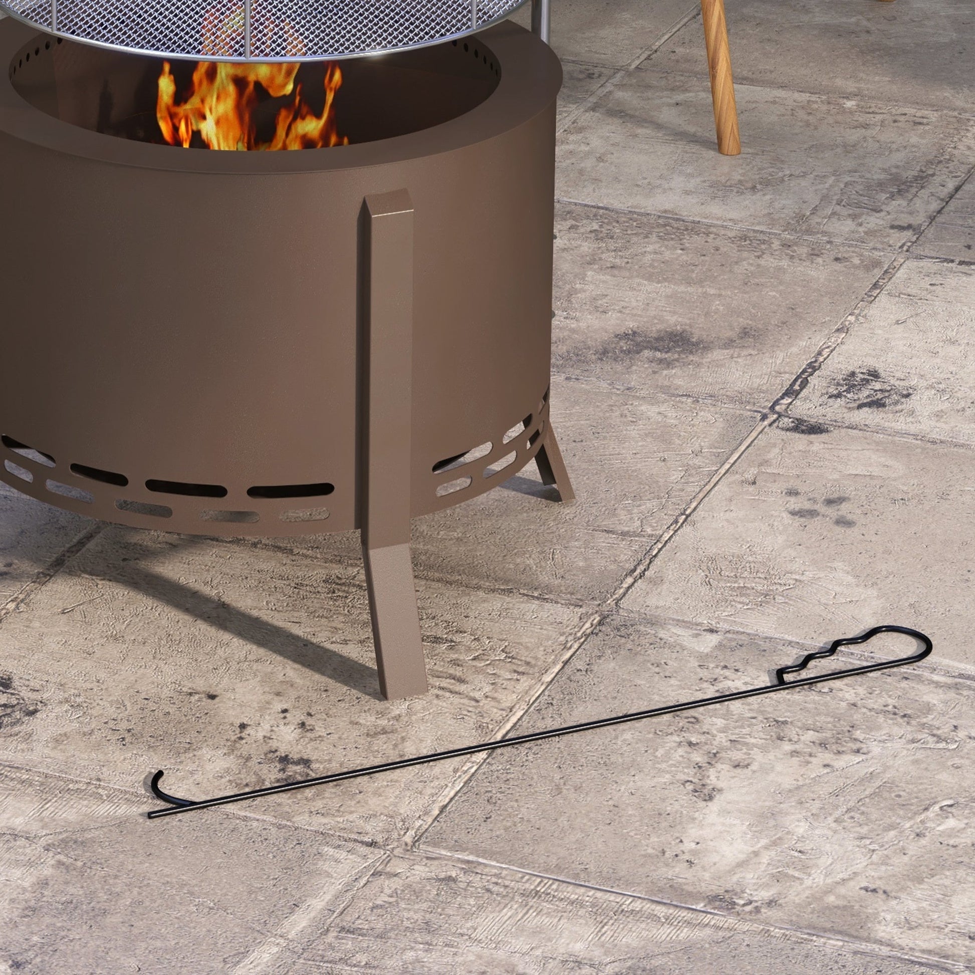 2-in-1 Portable Smokeless Fire Pit with Grill for Backyard Patio Picnic, Camping, Bonfire - Outdoor Solar Outlet