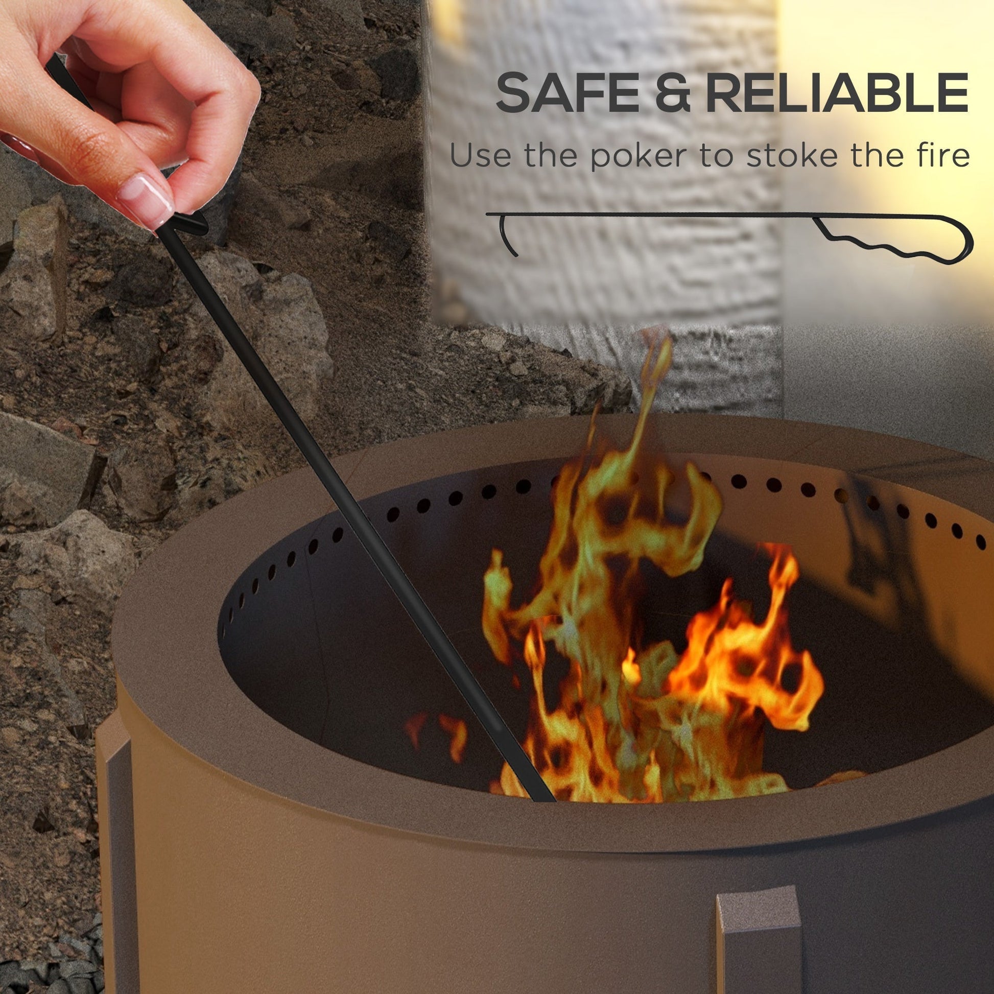 2-in-1 Portable Smokeless Fire Pit with Grill for Backyard Patio Picnic, Camping, Bonfire - Outdoor Solar Outlet