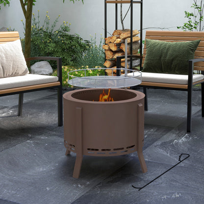 2-in-1 Portable Smokeless Fire Pit with Grill for Backyard Patio Picnic, Camping, Bonfire - Outdoor Solar Outlet
