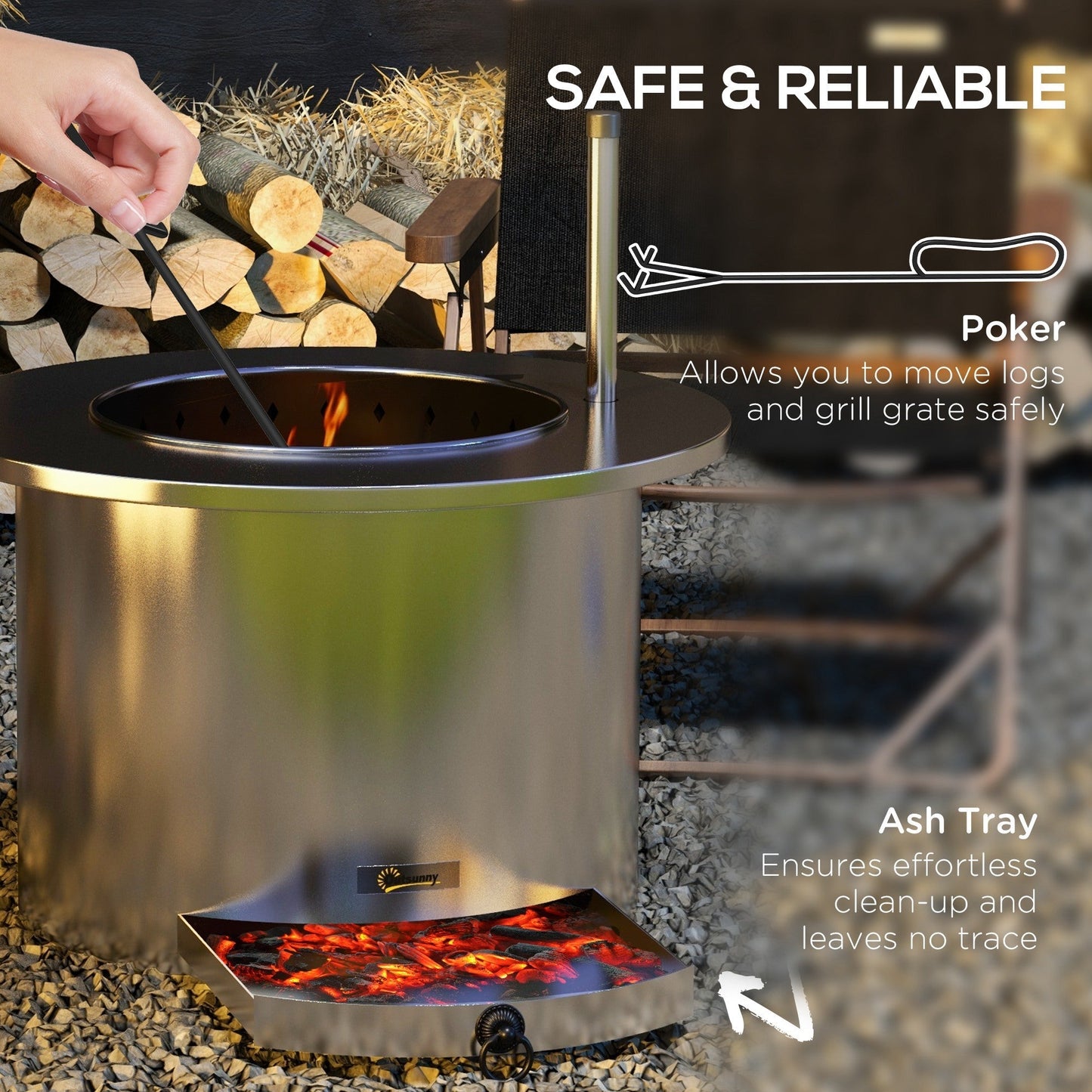 2-in-1 Portable Stainless Smokeless Fire Pit and Grill for Campfire, BBQ, Picnic - Outdoor Solar Outlet