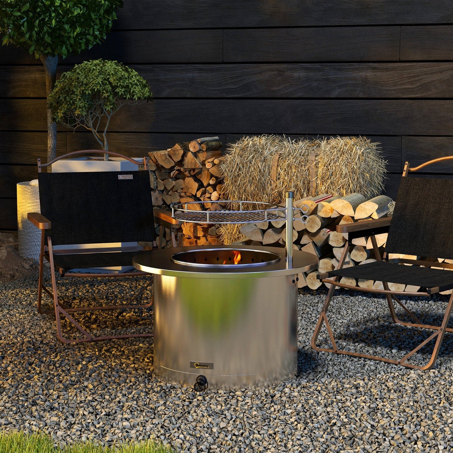 2-in-1 Portable Stainless Smokeless Fire Pit and Grill for Campfire, BBQ, Picnic - Outdoor Solar Outlet