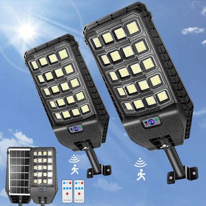 2 Pack 1500W Solar Motion Lights Outdoor, 400 LED Parking Lot Lights Outdoor, IP65 Solar Street Lights Outdoor Waterproof - Outdoor Solar Outlet