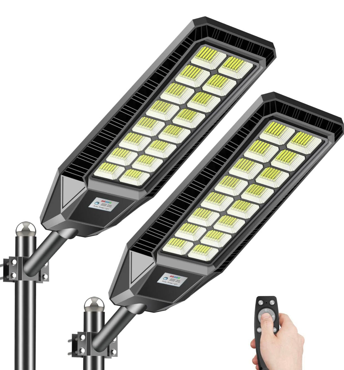 2 Pack 4600W Solar Street Lights Outdoor 190000 Lumens Dusk to Dawn With Remote and Motion Sensor - Outdoor Solar Outlet