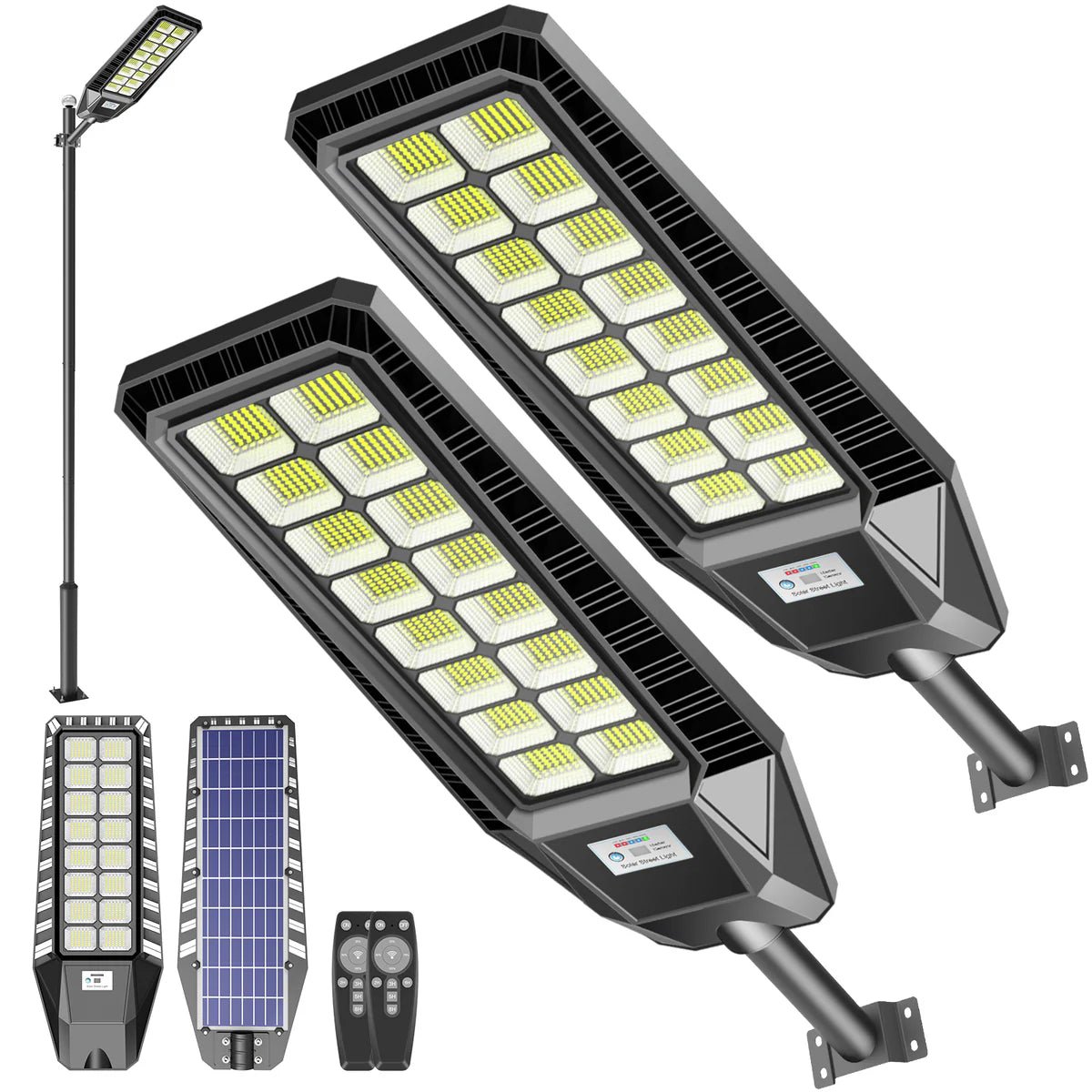 2 Pack 4600W Solar Street Lights Outdoor 190000 Lumens Dusk to Dawn With Remote and Motion Sensor - Outdoor Solar Outlet