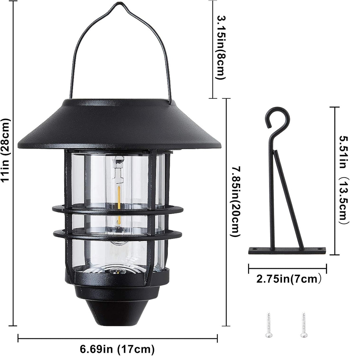 2 Pack Security Solar Hanging Lanterns , Wall/Porch Lights 15 Lumen Heavy Glass & Stainless - Outdoor Solar Outlet