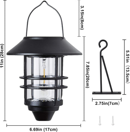 2 Pack Security Solar Hanging Lanterns , Wall/Porch Lights 15 Lumen Heavy Glass & Stainless - Outdoor Solar Outlet