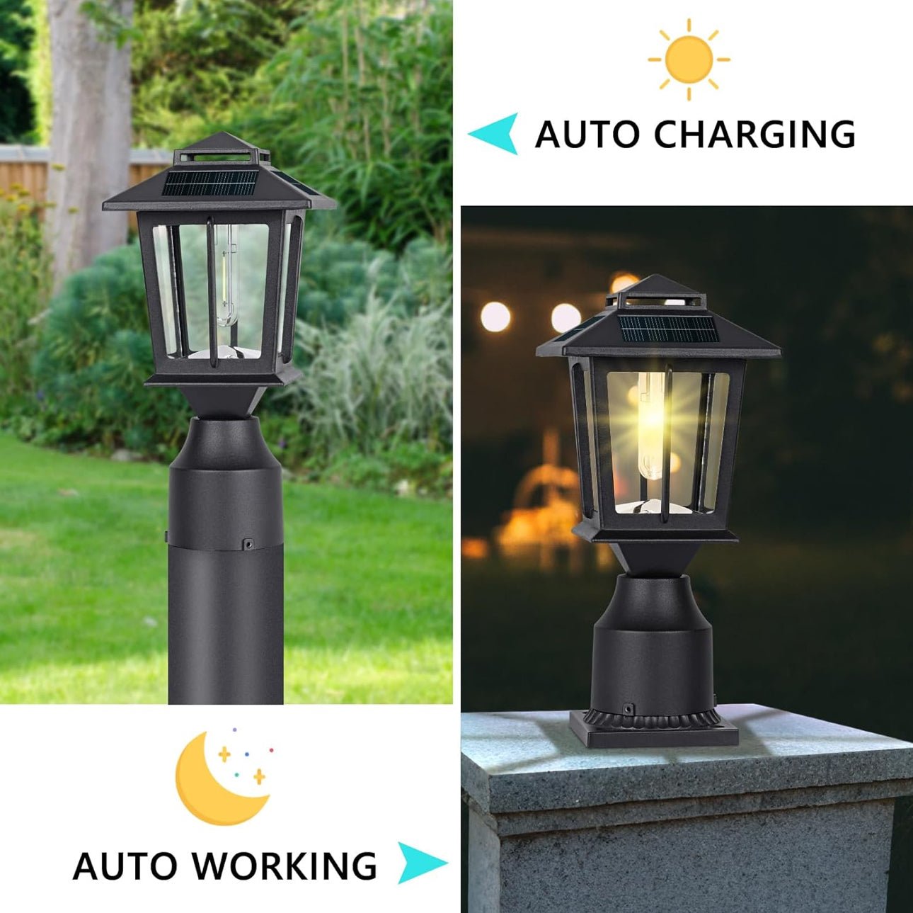 2 Pack SmartYard Aluminum Solar Post/Fence Lights Outdoor, Wood 4X4 Solar Post Cap Lights - Outdoor Solar Outlet