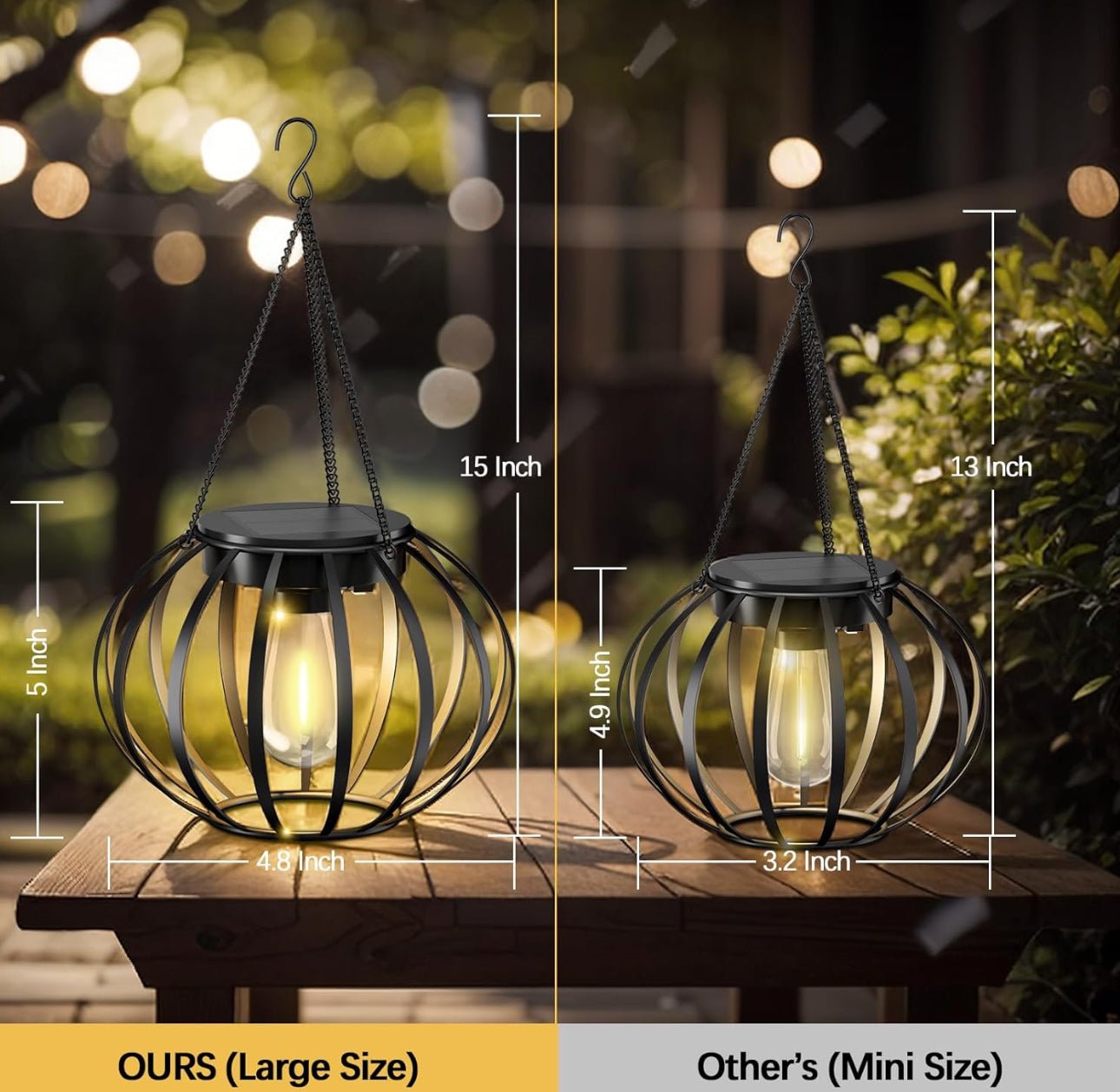 2 Pack SmartYard Solar Hanging Lanterns Outdoor Waterproof 15" Pumpkin Shape - Outdoor Solar Outlet