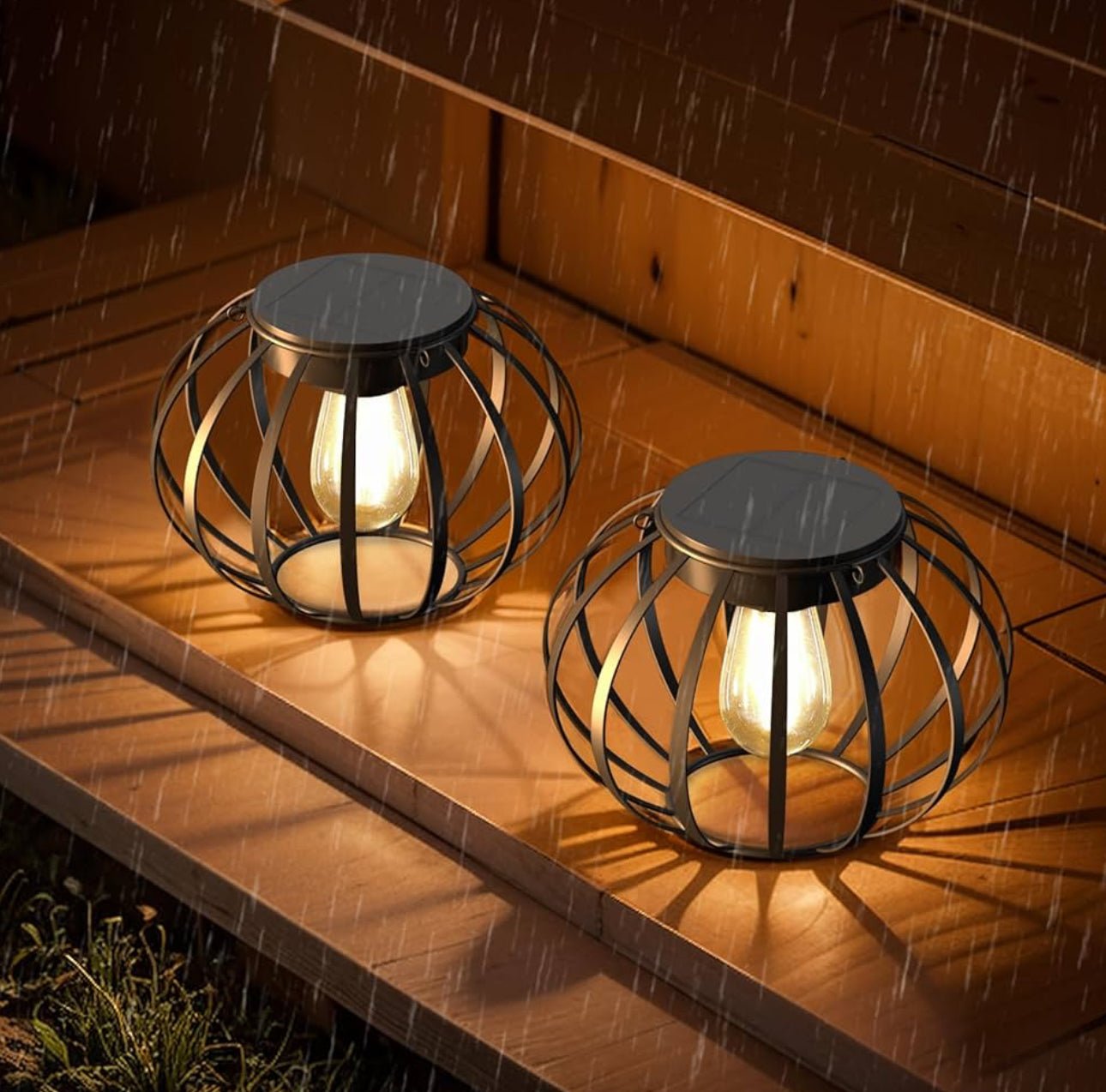 2 Pack SmartYard Solar Hanging Lanterns Outdoor Waterproof 15" Pumpkin Shape - Outdoor Solar Outlet