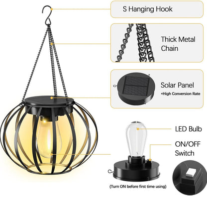2 Pack SmartYard Solar Hanging Lanterns Outdoor Waterproof 15" Pumpkin Shape - Outdoor Solar Outlet