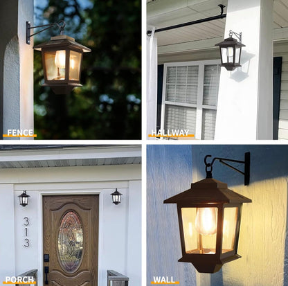 2 Pack SmartYard Solar Wall Hanging Lanterns with Replaceable Bulb, 4 Solar Panels,Anti-Rust - Outdoor Solar Outlet