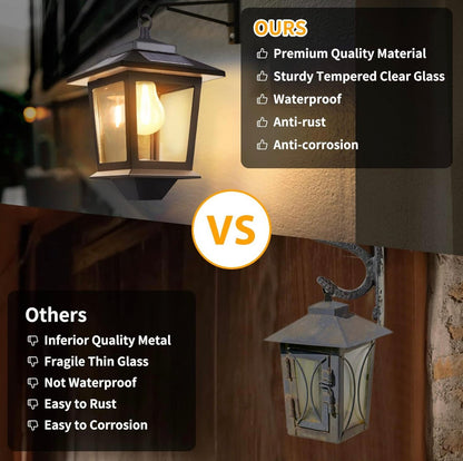 2 Pack SmartYard Solar Wall Hanging Lanterns with Replaceable Bulb, 4 Solar Panels,Anti-Rust - Outdoor Solar Outlet
